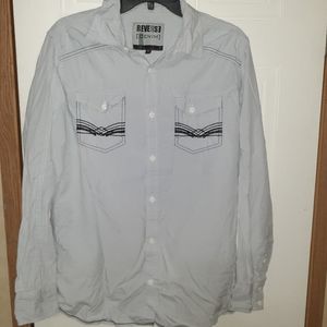 Reverse Denim long sleeved button down shirt